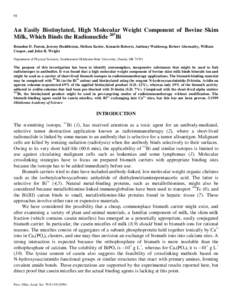 An Easily Biotinylated, High Molecular Weight Component of Bovine Skim Milk, Which Binds the Radionuclide 207 Bi