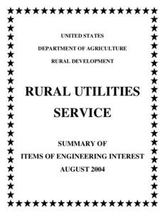 UNITED STATES DEPARTMENT OF AGRICULTURE RURAL DEVELOPMENT RURAL UTILITIES SERVICE