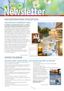 Newsletter M A INOS DESTINATIONS D’EXCEPTION