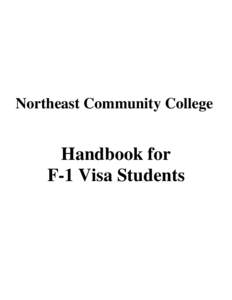Northeast Community College  Handbook for F-1 Visa Students  Northeast Community College