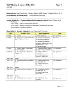 HSAF Agenda Washington meeting