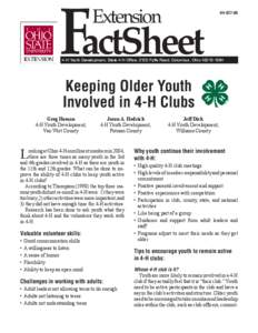 FactSheet Extension 4H[removed]H Youth Development, State 4-H Office, 2120 Fyffe Road, Columbus, Ohio[removed]