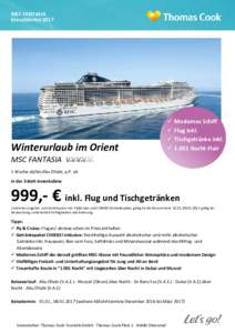 MSC FANTASIA Kreuzfahrten 2017 Winterurlaub im Orient  ü