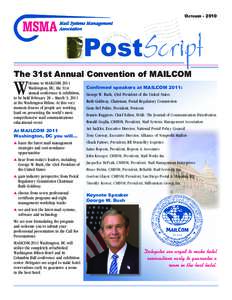 OCTOBER ­ 2010  PostScript The 31st Annual Convention of MAILCOM