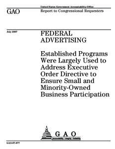 General Services Administration / Government procurement in the United States / Federal Acquisition Regulation / HUBZone / Government / Advertising agency / Advertising / Public administration / Lloyd Chapman / Small Business Administration / Business / Federal procurement data system