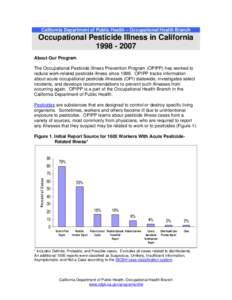 The Occupational Pesticide Illness Prevention Program (OPIPP)  has conducted statewide tracking of work-related pesticide illness from 1998 to the present