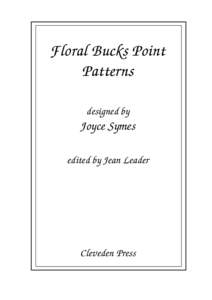 Floral Bucks Point Patterns designed by Joyce Symes edited by Jean Leader