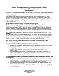 Evaluation / Texas Assessment of Knowledge and Skills / STAR / Standardized test / ACT / Test / Education in Texas / Education / State of Texas Assessments of Academic Readiness