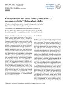 Chemistry / Atmosphere / Mineral dust / Aerosol / Extinction / Dichlorodifluoromethane / Atmospheric Research / Earth / Particulates / Aerosol science / Astronomy