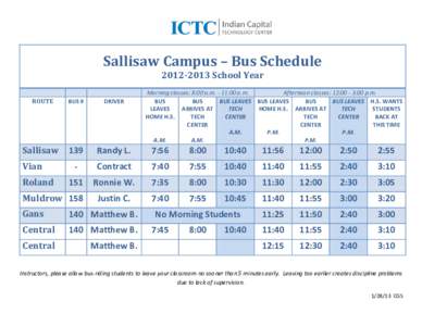 Sallisaw Campus – Bus Schedule[removed]School Year ROUTE  Sallisaw