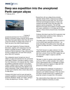 Deep sea expedition into the unexplored Perth canyon abyss