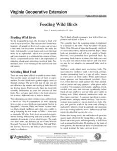 publication[removed]Feeding Wild Birds Peter T. Bromley and Aelred D. Geis  Feeding Wild Birds