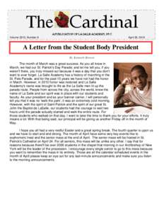 The Cardinal A PUBLICATION OF LA SALLE ACADEMY, NYC Volume 2013, Number 6 April 30, 2013