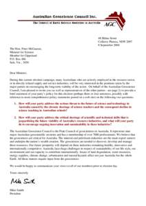 48 Hilma Street Collaroy Plateau, NSW[removed]September 2004 The Hon. Peter McGauran, Minister for Science Member for Gippsland