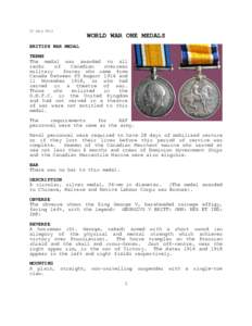 New Zealand campaign medals / British War Medal / Mercantile Marine War Medal / Victory Medal / Territorial Force War Medal / War Medal 1939–1945 / Military awards and decorations of the United Kingdom / British campaign medals / Australian campaign medals