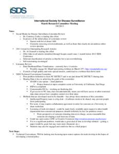   International Society for Disease Surveillance March Research Committee MeetingNotes • Social Media for Disease Surveillance Literature Review