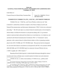 Before the NATIONAL TELECOMMUNICATIONS AND INFORMATION ADMINISTRATION Washington, DC[removed]In the Matter of Common Format for Federal Entity Transition Plans