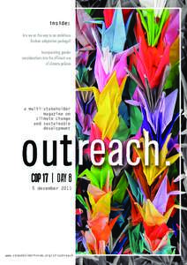 inside: Are we on the way to an ambitious Durban adaptation package? Incorporating gender considerations into the efficient use of climate policies