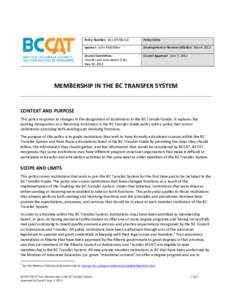 Membership in the BC Transfer System