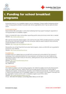Funding for school breakfast programs 7.  Finding the funds to run a breakfast program can be challenging. Choose healthy fundraising options