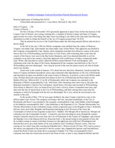 Southern Campaigns American Revolution Pension Statements & Rosters Pension Application of Farthing Hix S5534 VA Transcribed and annotated by C. Leon Harris. Revised 23 July[removed]State of Virginia } SS. County of Patric