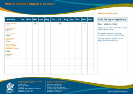 Court calendar - Magistrates Court