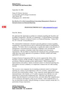 Michael E. Keane Vice President and Chief Financial Officer September 18, 2006 Nancy M. Morris, Secretary U.S. Securities and Exchange Commission