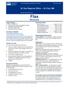 St. Paul, Minnesota Regional Office 2015 Crop Year Minnesota Flax