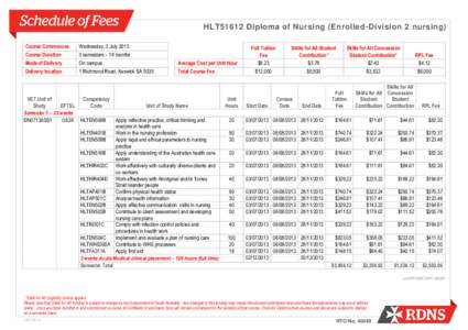 HLT51612 Diploma of Nursing (Enrolled-Division 2 nursing) Course Commences Wednesday, 3 JulyCourse Duration