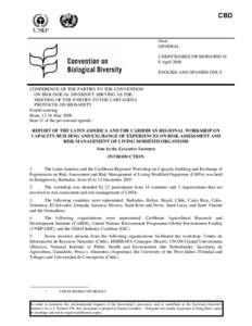 CBD  Distr. GENERAL UNEP/CBD/BS/COP-MOP/4/INF/16 8 April 2008