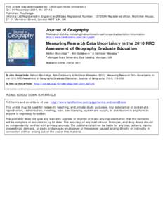 This article was downloaded by: [Michigan State University] On: 11 November 2011, At: 07:40 Publisher: Routledge Informa Ltd Registered in England and Wales Registered Number: [removed]Registered office: Mortimer House, 3