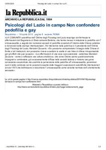 Psicologi del Lazio in campo Non conf… ARCHIVIO LA REPUBBLICA DAL 1984