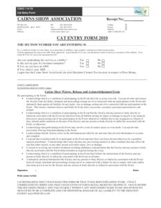 CSAC 114 V2 Cat Entry Form CAIRNS SHOW ASSOCIATION PO Box 811 BUNGALOW QLD 4870
