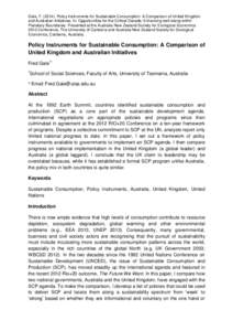 Gale, FPolicy Instruments for Sustainable Consumption: A Comparison of United Kingdom and Australian Initiatives. In: Opportunities for the Critical Decade: Enhancing well-being within Planetary Boundaries. Pre