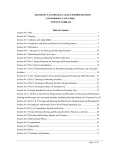 2011 DRAFT CANANDAIGUA LAKE UNIFORM DOCKING AND MOORING LAW (UDML) TOWN OF GORHAM Table of Contents Section 44-1 Title .....................................................................................................