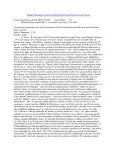 Southern Campaigns American Revolution Pension Statements and Rosters Pension Application of John Miller W5380 Lucy Miller VA Transcribed and annotated by C. Leon Harris. Revised 22 Oct[removed]Because the penmanship is s