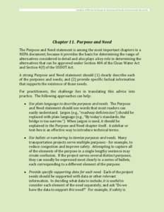 Examples of Effective Techniques for Improving the Quality of Environmental Documents  Examples	of	Effective	Techniques	for Improving	the	Quality	of	Environmental	Documents	 Chapter	11.		Purpose	and	Need	 The	Purpose	and