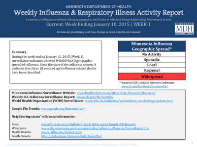 Weekly Influenza & Respiratory Illness Activity Report - Minnesota Dept. of Health