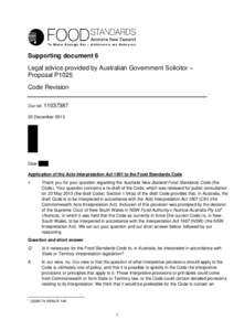 Supporting document 6 Legal advice provided by Australian Government Solicitor – Proposal P1025 Code Revision Our ref[removed]December 2013