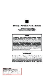 1  1 Diversity of Vertebrate Feeding Systems Kurt Schwenk* and Margaret Rubega Department of Ecology and Evolutionary Biology,
