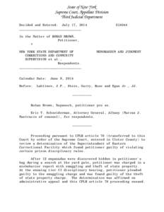 State of New York Supreme Court, Appellate Division Third Judicial Department Decided and Entered: July 17, 2014 ________________________________