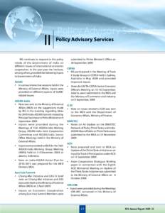 II  Policy Advisory Services Policy Advisory Services