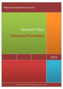 Mapoon Aboriginal Shire Council  General Policy Grievance Procedure  2012