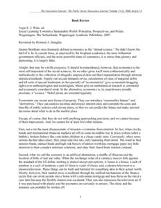 The Innovation Journal: The Public Sector Innovation Journal, Volume 13(2), 2008, article 15.  Book Review Arjen E. J. Wals, ed. Social Learning Towards a Sustainable World: Principles, Perspectives, and Praxis. Wagening