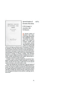 Spectral Analysis of Economic Time Series C.W.J. Granger, in association with M. Hatanaka n Spectral Analysis of