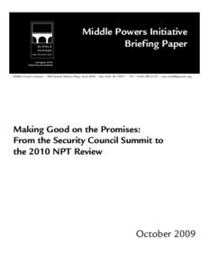 Middle Powers Initiative Briefing Paper A program of the Global Security Institute  Middle Powers Initiative • 866 United Nations Plaza, Suite 4050 • New York, NY 10017 • Tel: + • www.middlepowers.o