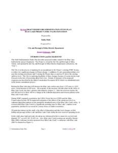 Revised DRAFT RESERVOIR SEDIMENTATION STUDY PLAN BLUE LAKE PROJECT (FERC P[removed]EXPANSION Prepared By: Kathy Dubé Prepared For: City and Borough of Sitka Electric Department