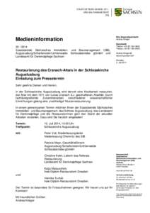 Medieninformation[removed]Staatsbetrieb Sächsisches Immobilien- und Baumanagement (SIB), Augustusburg/Scharfenstein/Lichtenwalde Schlossbetriebe gGmbH und Landesamt für Denkmalpflege Sachsen