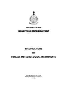 GOVERNMENT OF INDIA  INDIA METEOROLOGICAL DEPARTMENT SPECIFICATIONS OF