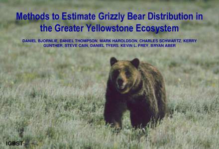 Methods to Estimate Grizzly Bear Distribution in the Greater Yellowstone Ecosystem DANIEL BJORNLIE, DANIEL THOMPSON, MARK HAROLDSON, CHARLES SCHWARTZ, KERRY GUNTHER, STEVE CAIN, DANIEL TYERS, KEVIN L. FREY, BRYAN ABER  I